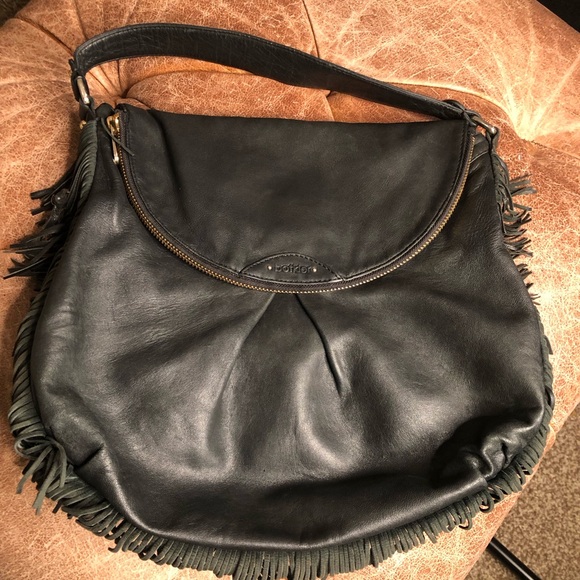 Botkier black leather fringe shoulder bag - Picture 1 of 15